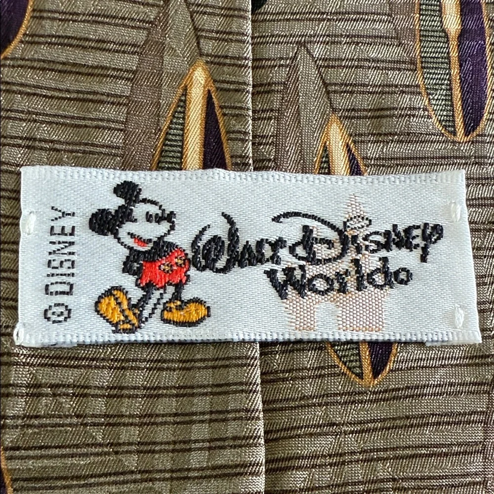 Disney Mickey Mouse‎ Gold and Brown Men’s Tie 100% silk